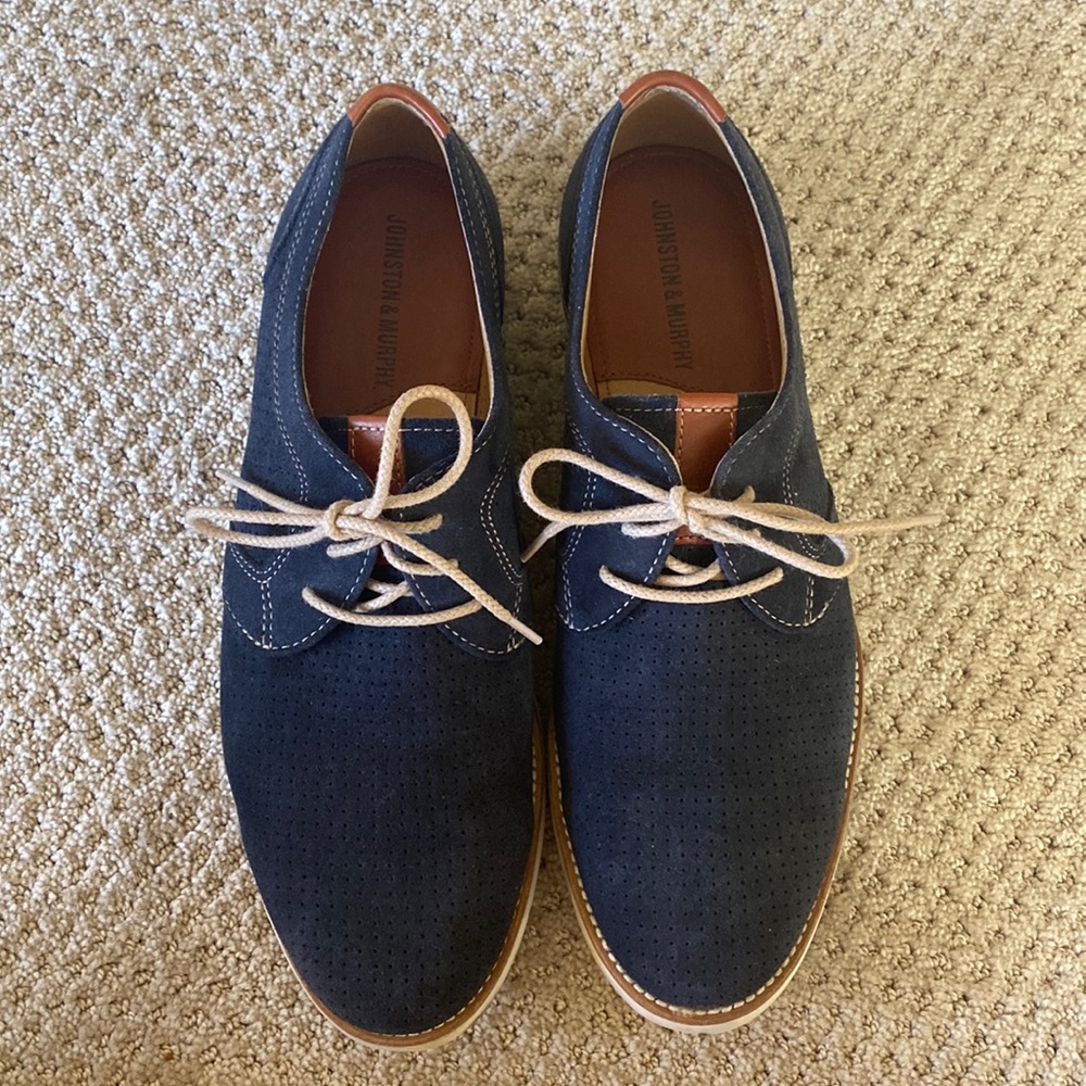 Johnston & Murphy navy suede casual/dress shoes.
